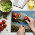 thumbnail image 3 of Country Cutting Board, Painting of a Sea Coast with Rock Beach Shore Wave and Seagull Nature Art, Decorative Tempered Glass Cutting and Serving Board, Large Size, Blue Brown White, by Ambesonne, 3 of 5