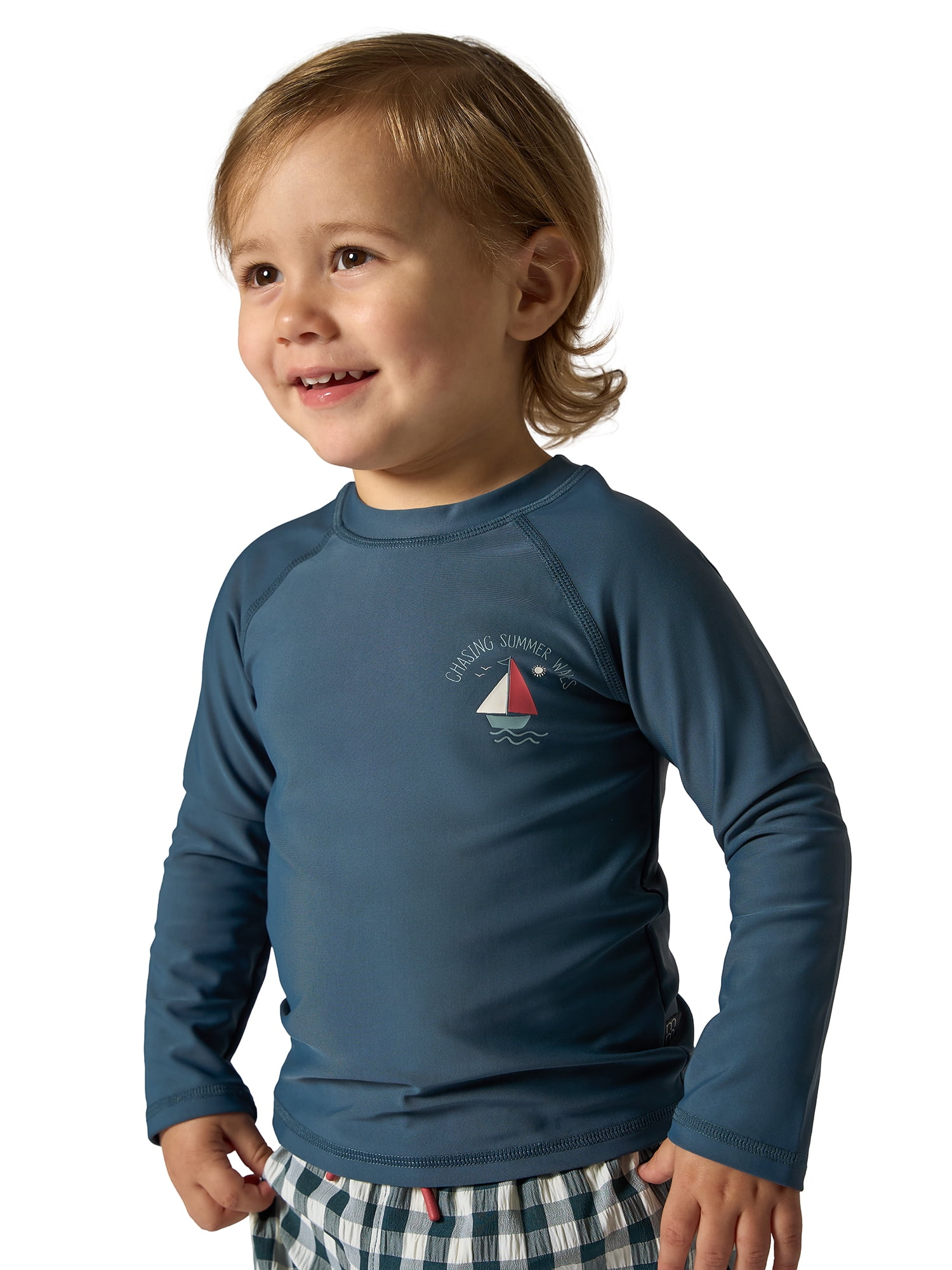 Modern Moments by Gerber Toddler Boy Long Sleeve Rashguard and Short Set, 2-Piece, Sizes 0/3M - 5T