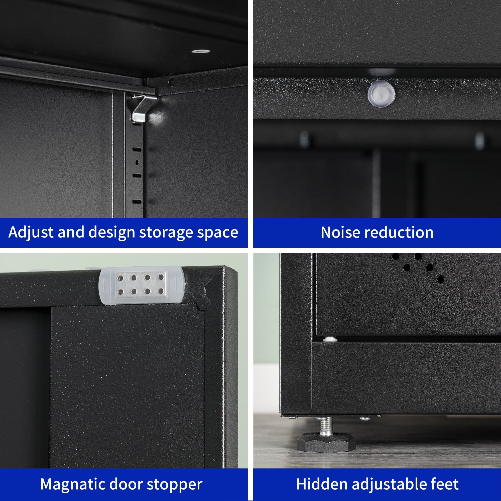 AENKYO 68.9" Heavy Duty Metal Storage Cabinet with Adjustable Shelves & Lock, Steel Locker for Home and Office, Black