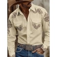 thumbnail image 4 of Men's Western Cowboy Shirts Long Sleeve Slim Fit Embroidered Casual Button-Down Shirts with Pockets for Stylish Outfits Khaki M, 4 of 6