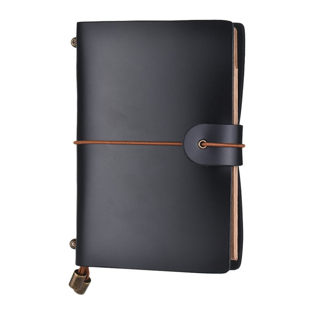 Leather Soft Cover Refillable Journal Notebook with Elastic Strap Diary Travel Business Notepad Lined Blank Grid Paper for Men & Women Sketching Writing