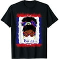 thumbnail image 2 of Messy Bun Belize Belize Flag Womens Woman Girl T-Shirt, 2 of 3