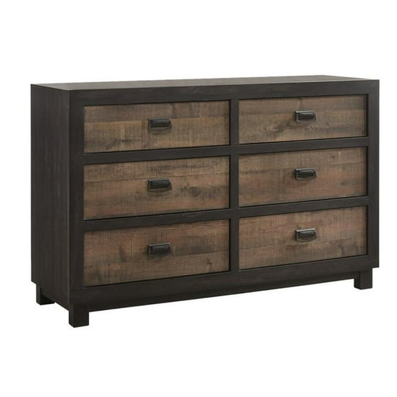Bowery Hill 6 Drawer Dresser in Walnut