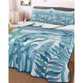 thumbnail image 3 of Quilts Full Size Bedding Set, Turquoise Jellyfish Coastal Lightweight Quilted Comforter, Summer Ocean Seaweed Wooden Soft Reversible Bedspread Coverlet with Pillow Covers for All Season, 78" x 90", 3 of 7