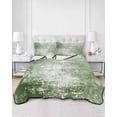 thumbnail image 2 of Quilts Twin Size Bedding Set, Shabby Sage Green Lightweight Quilted Comforter, Oil Painting Vintage Art Green White Soft Reversible Bedspread Coverlet with Pillow Covers for All Season, 68" x 86", 2 of 7
