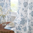 thumbnail image 2 of Exultantex European Floral Grommet Curtain 52x84 Inch, Semi-Sheer Blue for Bedroom, 2 of 5