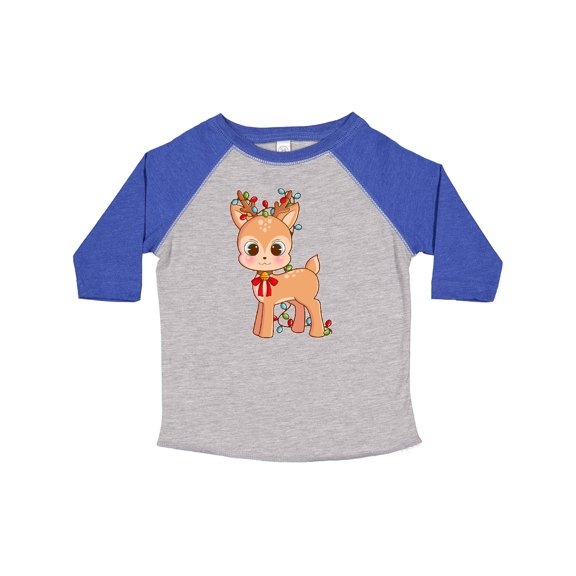Inktastic Cute Christmas Reindeer with Christmas Lights Boys or Girls Toddler T-Shirt
