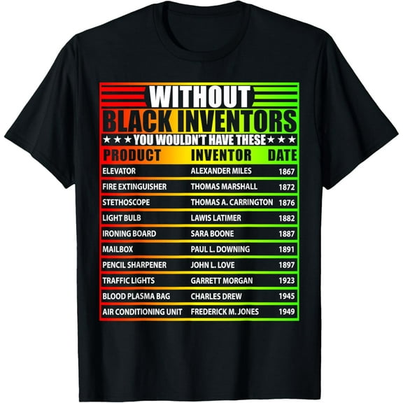 History Of Forgotten Black Inventors Black History Month T-Shirtmen and women can wear, black, white, gifts.S,M,L,XL,2XL,3XL,1057XL