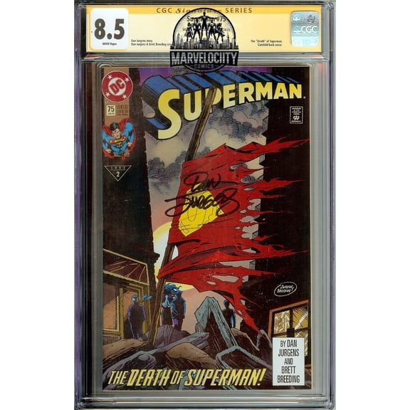 Death Of Superman #75 Signed Dan Jurgens CGC 8.5