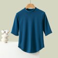 thumbnail image 2 of Hot days, bold styles. Olyvenn Womens T Shirts Short Sleeve Crewneck Solid Tops Casual Loose Curved Hem Basic Tee Shirt 2025 Summer Trendy Outfits Blue 3X-Large, 2 of 6