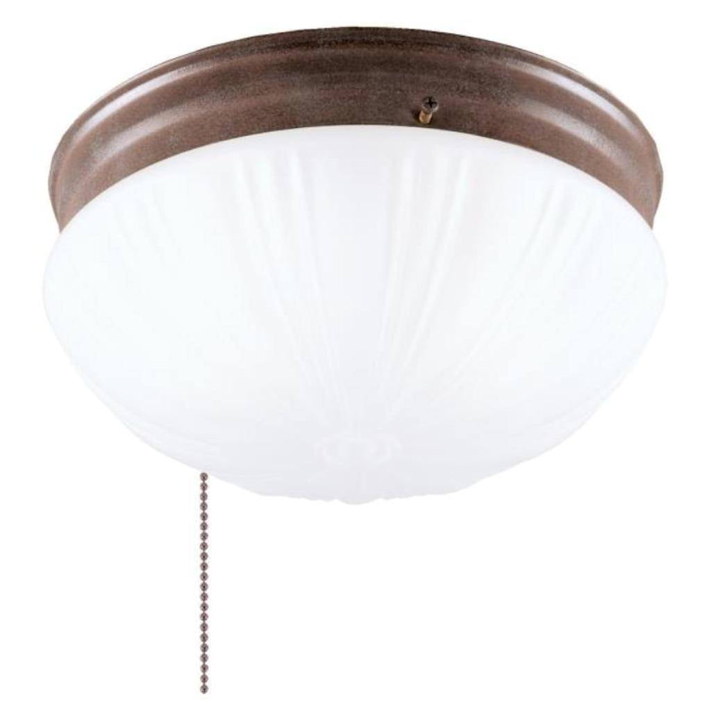 Westinghouse 6720200 Two-Light Flush-Mount Indoor Ceiling Fixture with Pull Chain, Sienna Finish with Frosted Fluted Glass