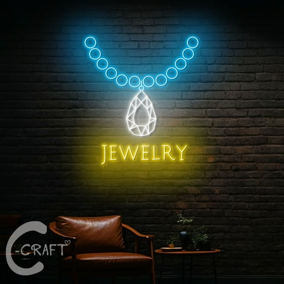 C-CRAFT Necklace Neon Led Light Up 25 inch for Jewelry Shop Wall Decor