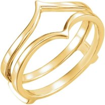 925 Sterling Silver 14K Yellow Gold Finish V Shape Polished Plain Enhancer Wrap Engagement Wedding Ring