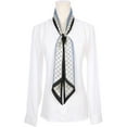 thumbnail image 2 of INSPIRE CHIC Women Fashion Printed Skinny Long Scarves, Satin Silky Black White Neckerchief Ribbon Headband 57.1x5.1" Checks Stripes, 2 of 6
