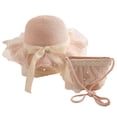 thumbnail image 1 of 52-54 cm circunferencia del sombrero sombrero para niños protector solar de verano sombrero de playa sombrilla sombrero de paja sombrero para el sol sombrero de encaje de perlas y conjunto de bolsa, 1 of 5