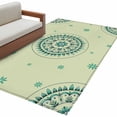thumbnail image 2 of Green Floral 3'x5' Washable Rug, round Floral Ethnic Abstract Patterned Non-Slip Area Rugs for Entryway Kitchen Classroom, StainResistant Dorm Throw Carpet, Low Pile Soft Indoor Floor Mat, 2 of 9