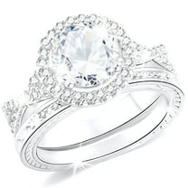 APSVO 18K White Gold Plated Wedding Rings for Women CZ S925 Sterling Silver Eternity Promise Band Engagement Rings Set Birthday Valentines Day Jewelry Gifts Her Girlfriend Wife Female Adults Ideas