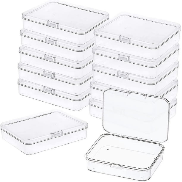 12 mini contenedores de plástico para almacenamiento, caja con tapa, caja rectangular transparente de 3,5 x 2,4 pulgadas para recoger objetos pequeños, cuentas, piezas de juego, ta