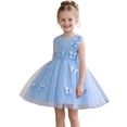 thumbnail image 2 of BLTIBY Toddler Baby Girls Princess Dress 3D Butterfly Birthday Sleeveless Tulle Formal Wedding Party Tutu Dresses Sky Blue 4-5Years, 2 of 7