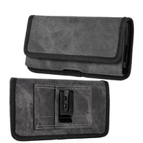 For Samsung Galaxy S21 FE /S21 Fan Edition Universal Horizontal Cell Phone Case Fabric Holster Carrying Pouch with Belt Clip and 2 Card Slots fit Large Devices 6.3" - Black Denim