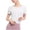 White, variant on hotojiny Workout Crop Tops for Women Lightweight Crew Neck Short Sleeve Yoga Shirts Breathable Running Sports Gym Activewear