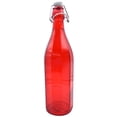 thumbnail image 1 of Botella de Vidrio Grueso, Tapa de Goma con Cierre Hermético Reutilizable, Colección Oxford, Envase de Vidrio, Ideal Bebidas Frías Agua, Jugo, Capacidad 1 Litro, Color Roja, 1 of 3
