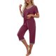thumbnail image 3 of Txlixc - Conjunto de pijama para mujer, camiseta de manga corta con cuello en V y pantalones capri, trajes de dormir Txlixc  Moda, 3 of 6
