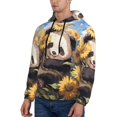 thumbnail image 3 of Wukai Clear Sky Cute Sunflower Panda Print Men Hoodies Fleece Sweatshirts Long Sleeve Sweaters Pullover Fall Outfits Winter Clothes-Small, 3 of 7