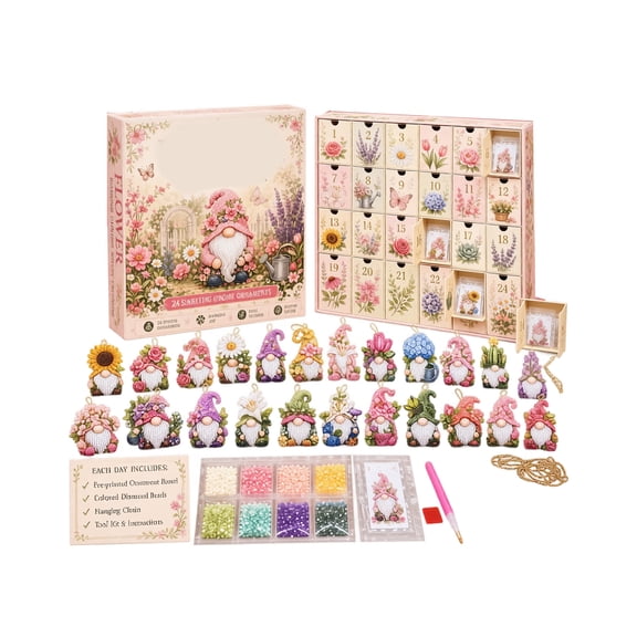 Christmas Diamond Painting Advent Calendar 2026, 24 Days Sparking Gnomes Countdown Calendar , DIY Crafts Diamond Art Calendar, Surprise Christmas Gifts for Girls, Women, Adult
