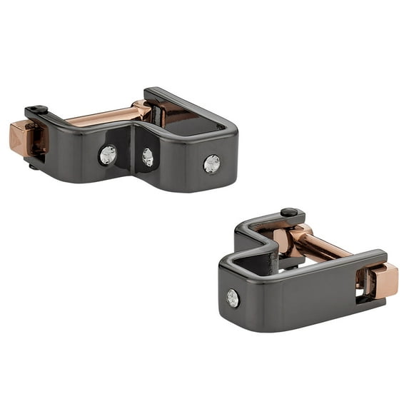 Crystal Step Gunmetal Wrap Around Cufflinks