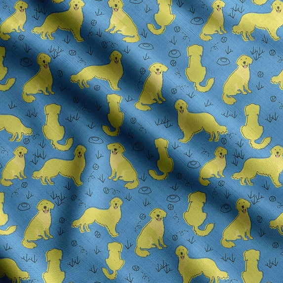Soimoi Dog Print, Silk Fabric, Decor Sewing Fabric by The Yard 42 Inch Wide,Decorative Fabric for Shirts Suits Ties, Blue