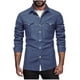 thumbnail image 1 of pstuiky hombres de manga larga, Camiseta lisa de manga larga con cuello vuelto para hombre, blusa informal, elegante, cómoda, con bolsillos y botones top de hombre m, 1 of 5