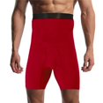thumbnail image 2 of Men’s High-Waist Compression Fitness Tights, Double-Layer Half Shorts & Sports Pants, Solid-Color 2-in-1 Athletic Shorts, Quick Dry Breathable Tight, Workout Running | AKLJWH,Red 3XL, 2 of 6