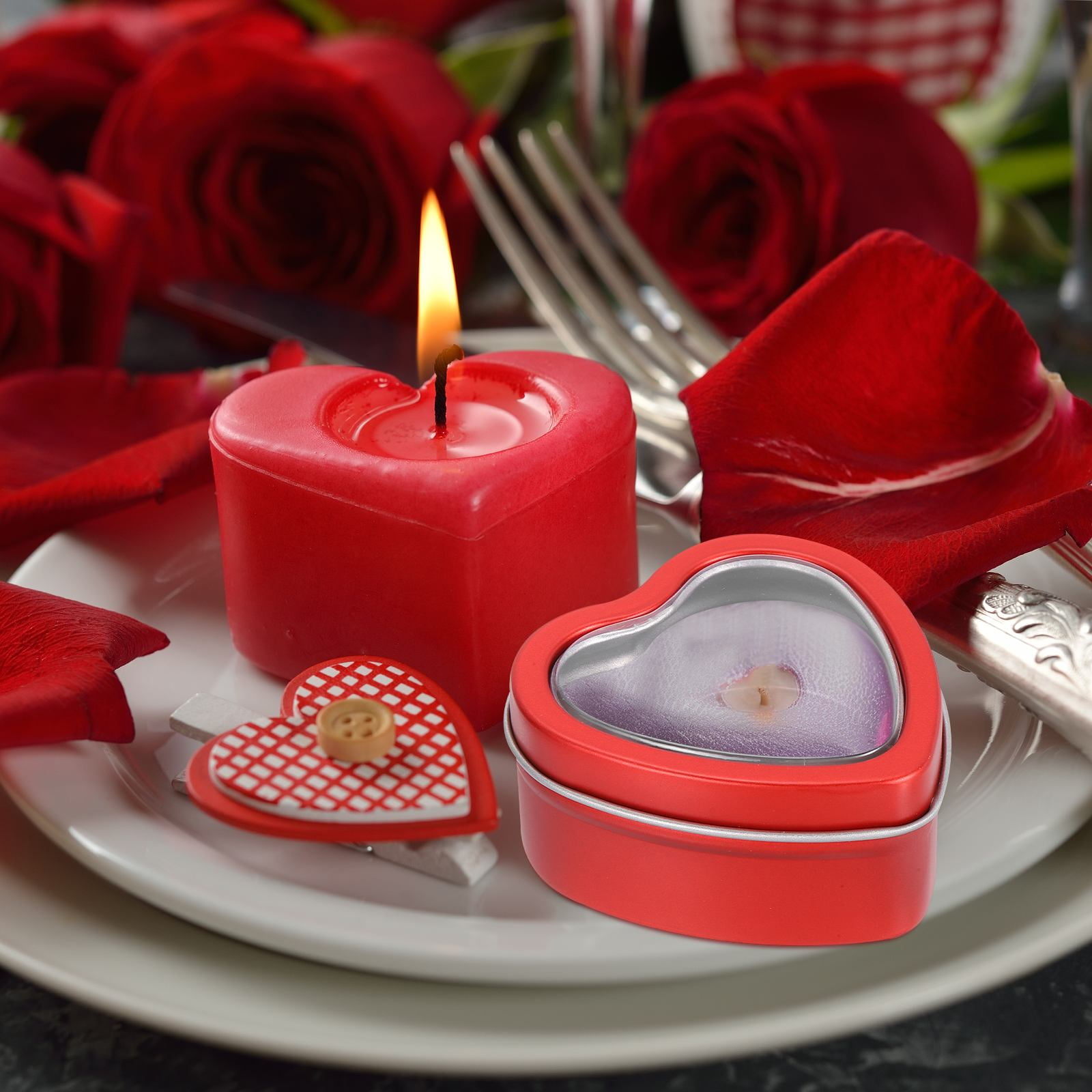 Heart Shaped Candle Tins with Clear Window Lids, 2 oz Empty Metal Tin Cans for Candle Making Candies Gifts DIY Crafts, Black, Pack of 12