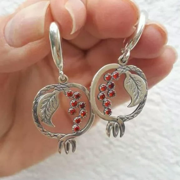 EOEMY Vintage 925 Silver Ear Hook Turquoise Earrings Women Bridal Dangle Drop Jewelry-#13