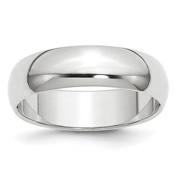 Primal Gold 14 Karat White Gold 6mm Half-Round Wedding Band Size 10