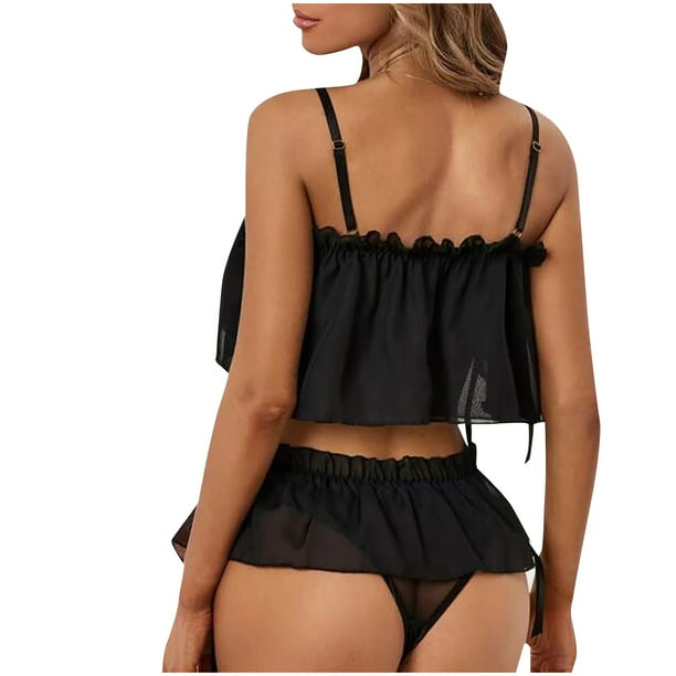 Fesfesfes Women Lingerie Sets Sexy Lingerie Lace Babydoll G-String Thong  Stocking Underwear Nightwear On Sale 