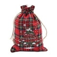 thumbnail image 2 of 1 PC Cotton Medium Christmas Drawstring Candy Treat Bag Buffalo Plaid Christmas Fabric Goody Gift Pouch Reusable Gift Wrapping Bag Holiday Party Favors, 2 of 6