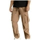 thumbnail image 2 of Pantalones cargo de longitud completa para hombre, deportivos, informales, con bolsillo, cordón y cremallera, color liso, cintura elástica, 2 of 8