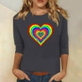 thumbnail image 1 of Qertyioot Cadeau de la Saint-Valentin! Mode Féminine Manches Trois-Quarts Col Rond Rétro Imprimé de Noël Haut Ample Blouse Manches Trois-Quarts, 1 of 4
