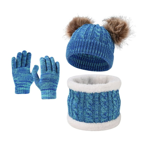 Dalrosia Kids Winter Hats Scarf Gloves Set Toddler Winter Hat Knit Gloves Neck Warmer with Fleece Lined for Children 2-5 Years