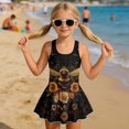 thumbnail image 3 of Uourmeti Vintage Bee & Floral Print Girls One Piece Skirted Swimsuit - Soft Stretchy Quick Dry Swim Dress for Beach Pool & Vacation, 3 of 8