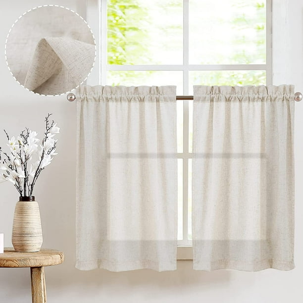 Kitchen Curtains Linen Short Curtains Light Filtering Cafe Curtains 2