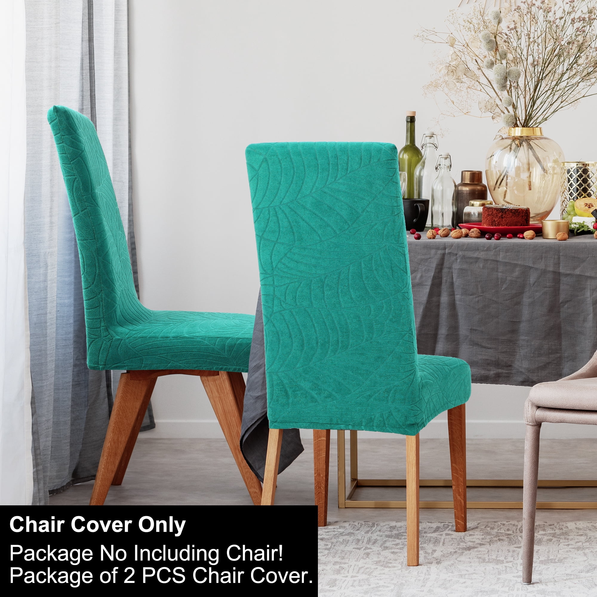 Unique Bargains Jacquard Stretch Removable Dining Room Chair Covers 2 Teal