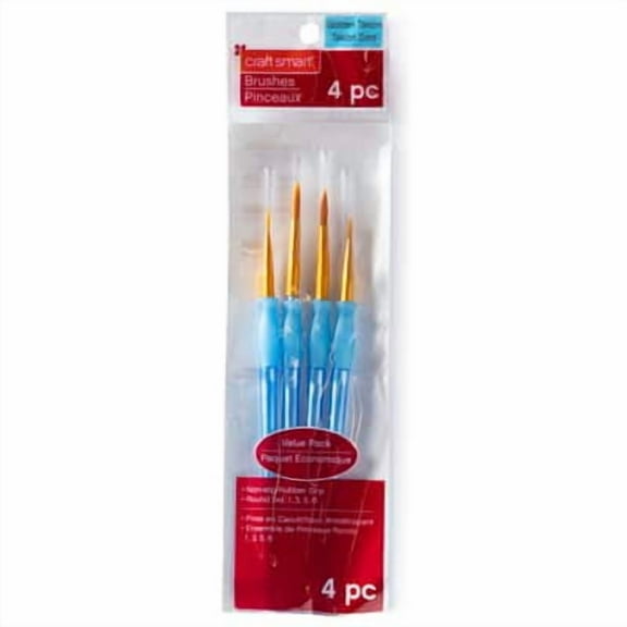 9 Packs: 4 ct. (36 total) Golden Taklon Round Brush Set by Craft Smart