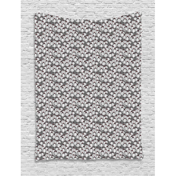 Botanical Tapestry, Simplistic Pattern with Poppy Boxes Abstract Agriculture, Wall Hanging for Bedroom Living Room Dorm Decor, 40W X 60L Inches, Grey Charcoal Grey White Vermilion, by Ambesonne