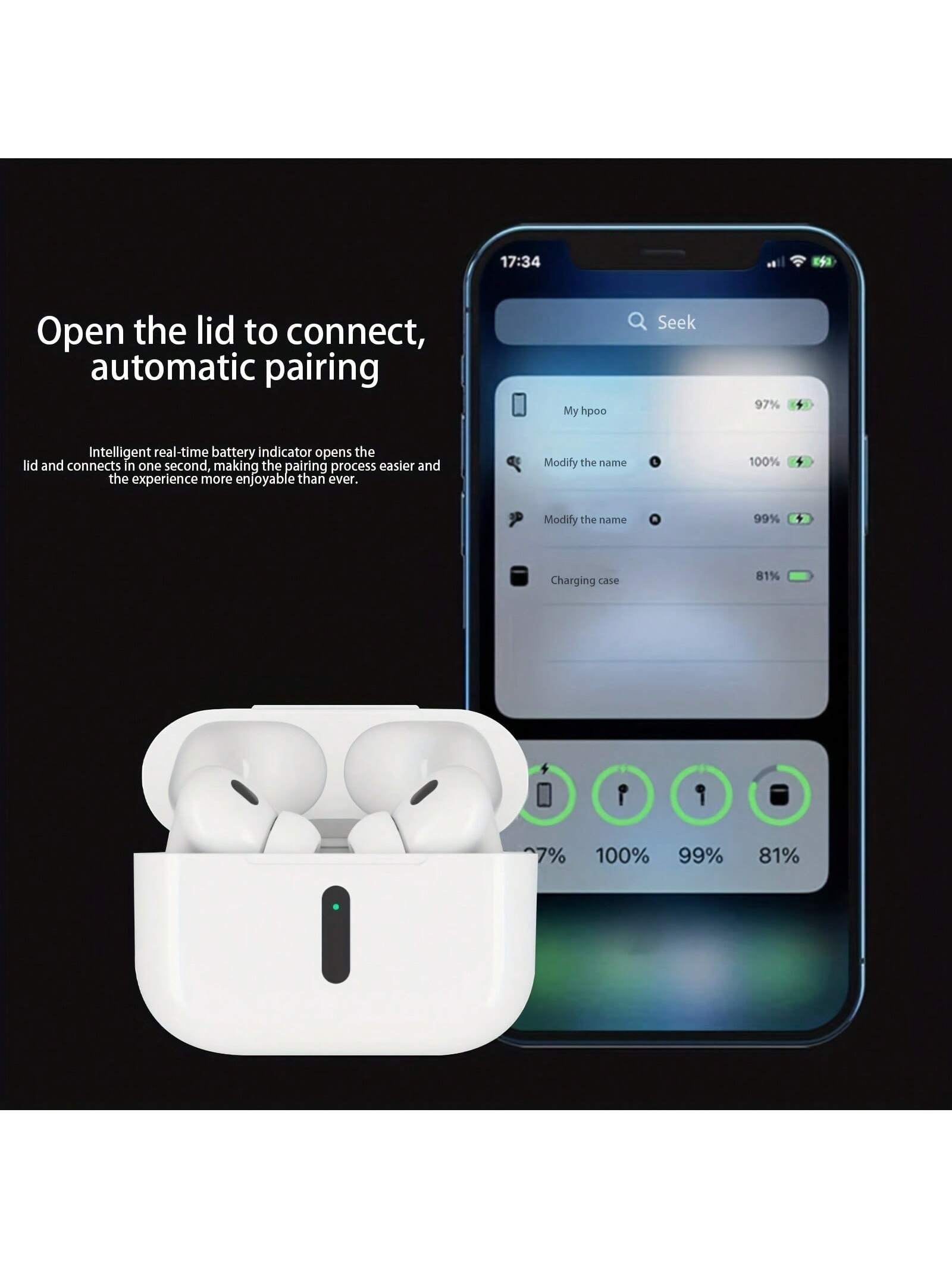 Wireless Earbuds, Bluetooth 5.4, Bass Stereo, With Active Noise Cancelling Mic, 40H Playtime, IP7 Waterproof Sport Headphones for Android Ios