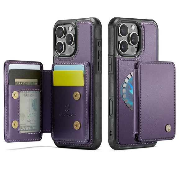 Elehold for iPhone 17 Pro Max Case with Detachable Back Wallet, Shockproof Slim RFID Blocking Card Holder Flip Kickstand Shockproof Phone Case Women Men for iPhone 17 Pro Max,Purple