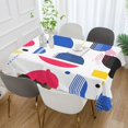 thumbnail image 2 of Yayeee Tablecloths 60" x 60" Rectangle Wrinkle Resistant Party Table Cover, Blue Retro Shapes, 2 of 8