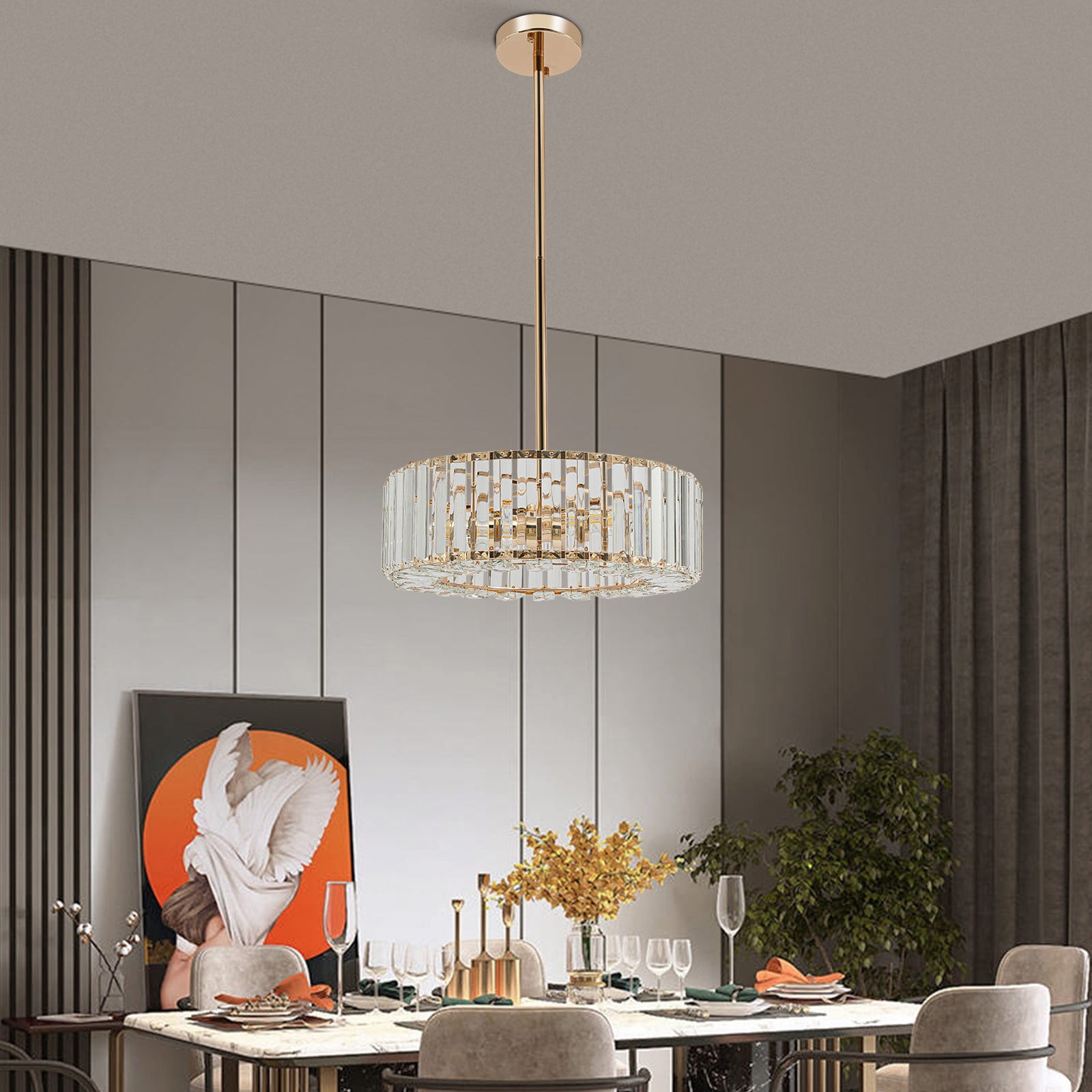 Modern Crystal Chandelier, Ceiling Light Fixtures, Pendant Lighting for Dining Room Living Room (Not Included Bulbs)